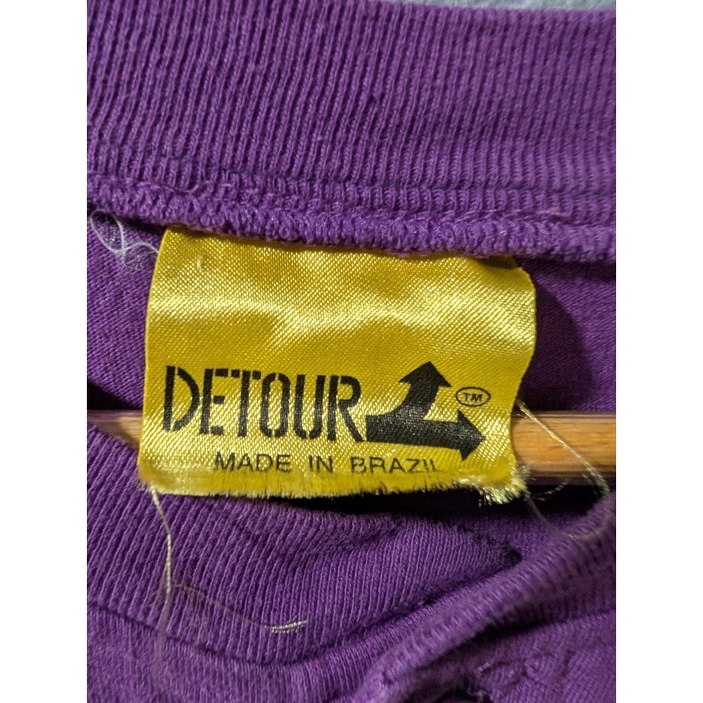 VTG Detour Colorblock Henley Shirt Mens Small Purple Red Blue Made In Brazil - Picture 3 of 8